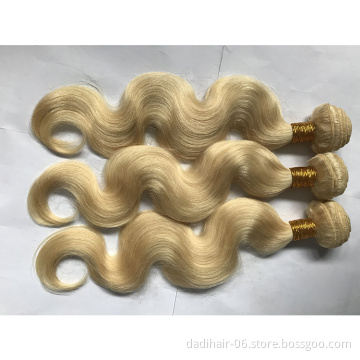 China cheap honey 613 blonde brazilian human hair weave platinum and brown